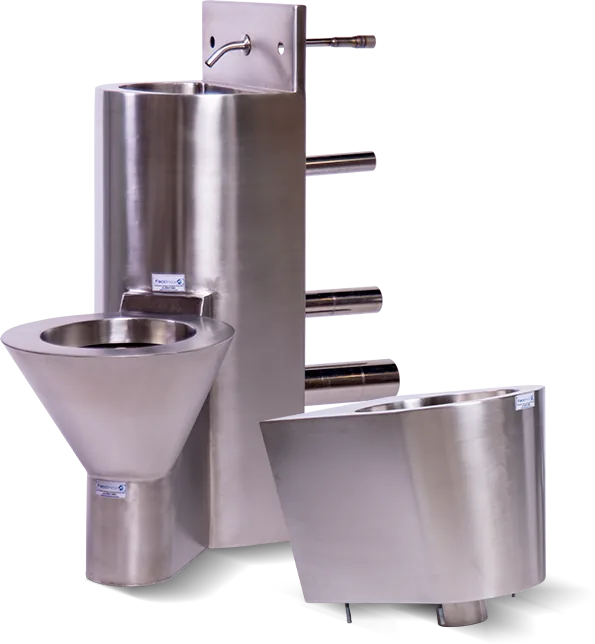 Vaso sanitário antivandalismo em aço inox fabricado pela Faccinox
